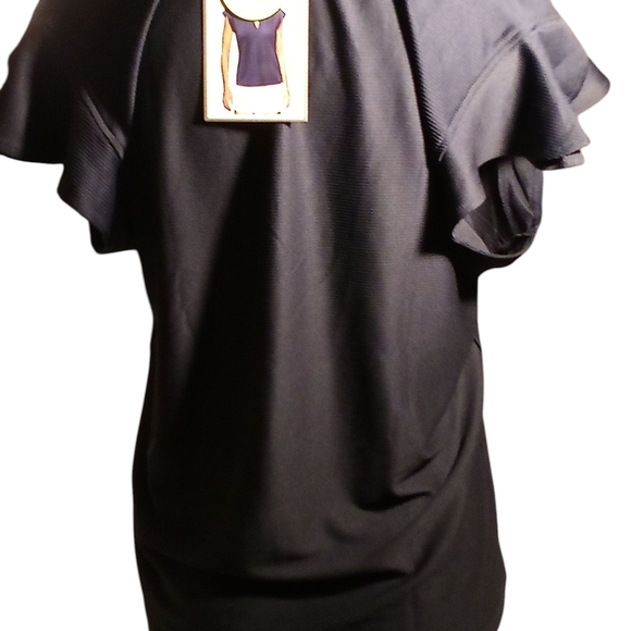 RBX - Flutter Sleeve, Split neck,  UPF 50+, Ribbed Women's Large Navy Blue Top - Picture 7 of 10